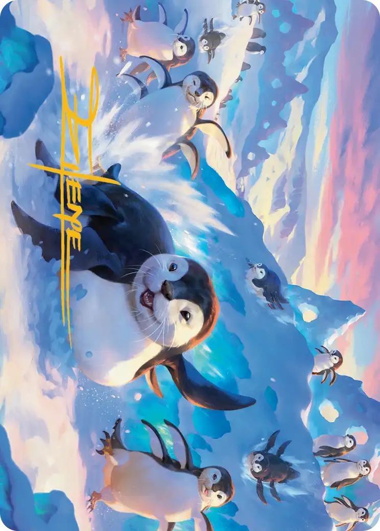 Otter-Penguin (04/54) Art Card - Gold-Stamped Signature tla