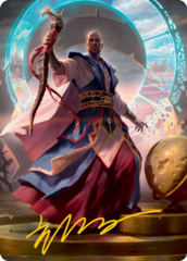 Teferi, Who Slows the Sunset (10/81) Art Card (AMID) - Gold-Stamped Signature