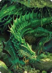 Adult Green Dragon (01/81) Art Card (ACLB) - Gold-Stamped Signature
