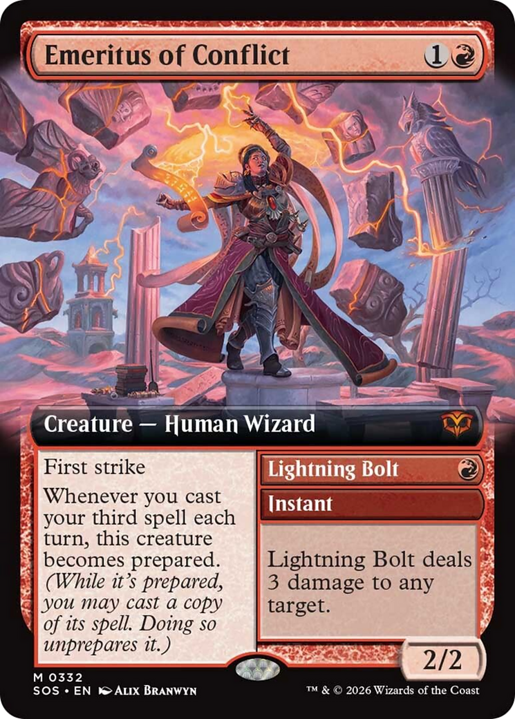 Emeritus of Conflict // Lightning Bolt (0332) (Extended Art) (SOS)