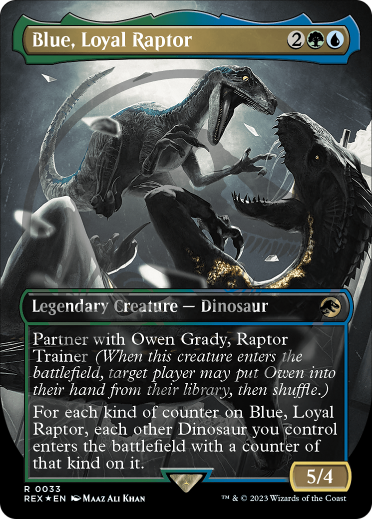 Blue, Loyal Raptor (0033) (Borderless) - Foil Emblem