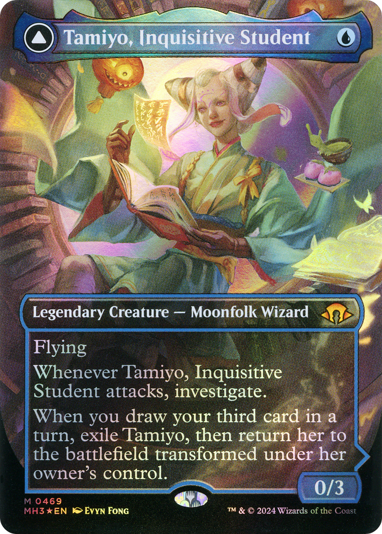 Tamiyo, Inquisitive Student // Tamiyo, Seasoned Scholar (0469) (Borderless) (MH3) - Textured Foil