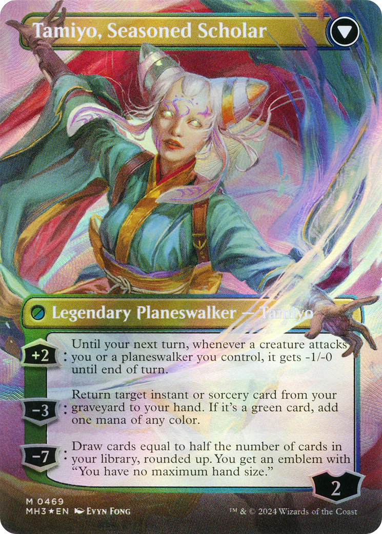 Tamiyo, Inquisitive Student // Tamiyo, Seasoned Scholar (0469) (Borderless) (MH3) - Textured Foil