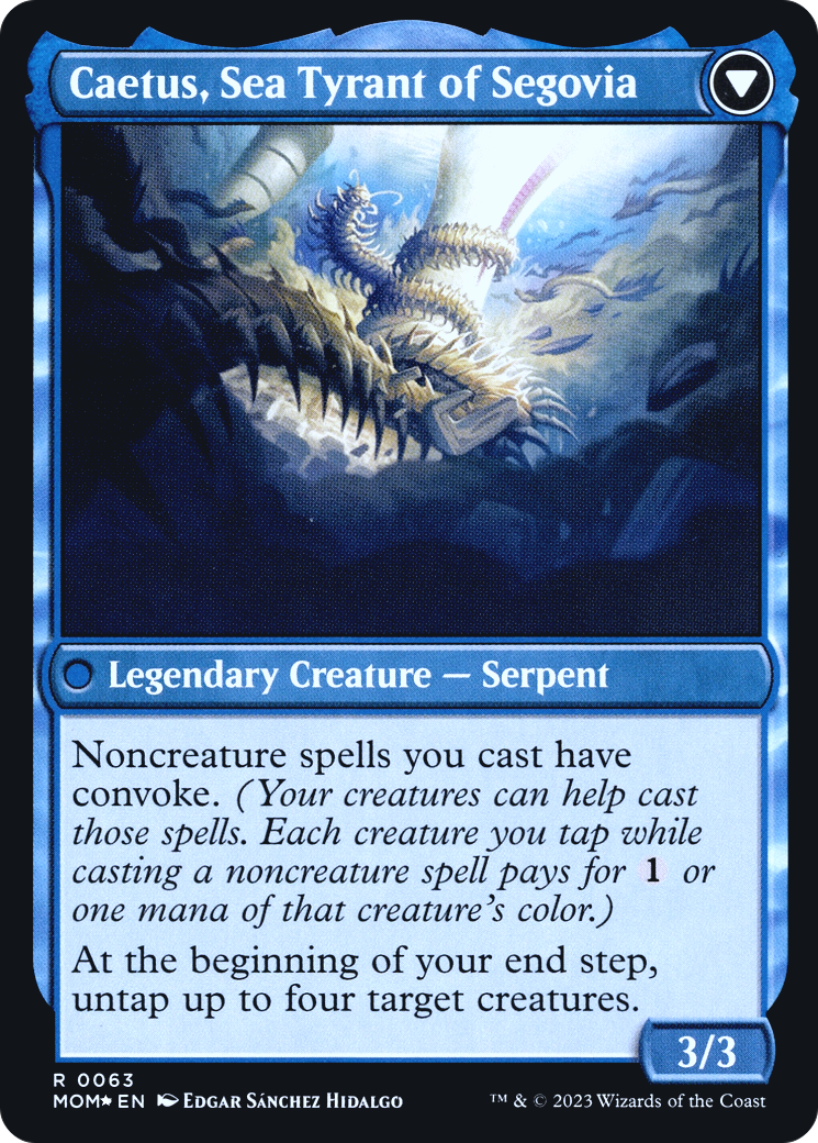 Invasion of Segovia // Caetus, Sea Tyrant of Segovia (0063) (Prerelease) (PMOM) - Foil