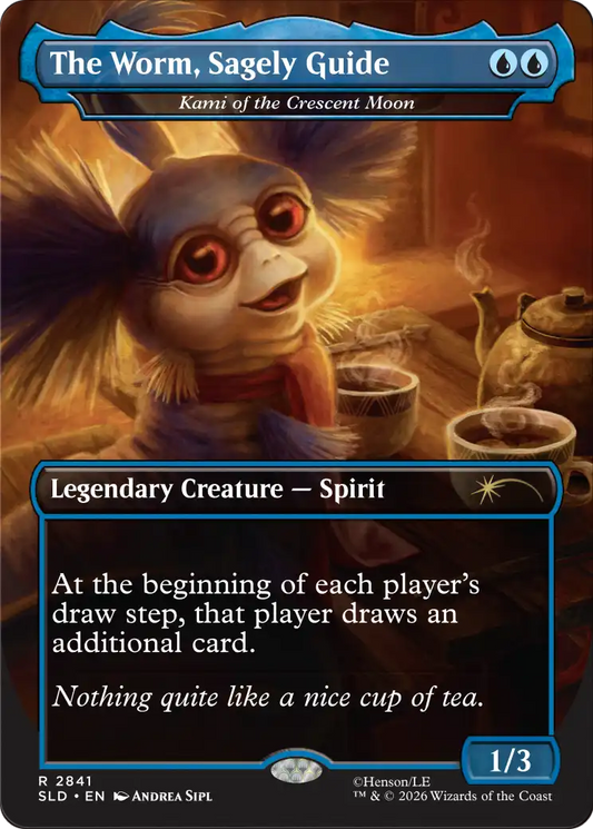 The Worm, Sagely Guide [Kami of the Crescent Moon] (2841) (Borderless) (SLD) - Foil