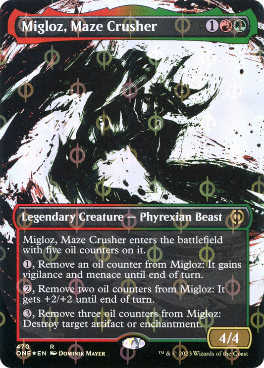 Migloz, Maze Crusher (470) (Borderless) (Showcase) - Compleat Foil