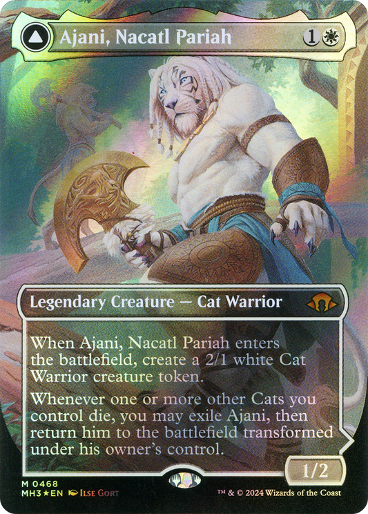 Ajani, Nacatl Pariah // Ajani, Nacatl Avenger (0468) (Borderless) (MH3) - Textured Foil