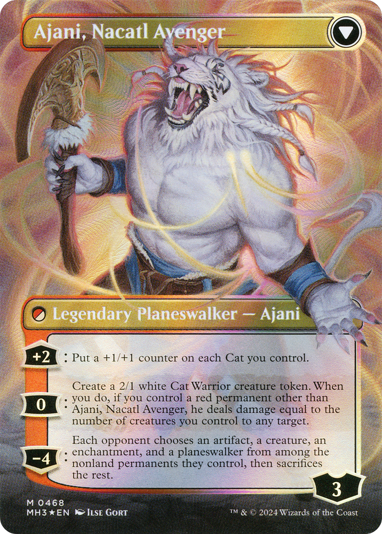 Ajani, Nacatl Pariah // Ajani, Nacatl Avenger (0468) (Borderless) (MH3) - Textured Foil