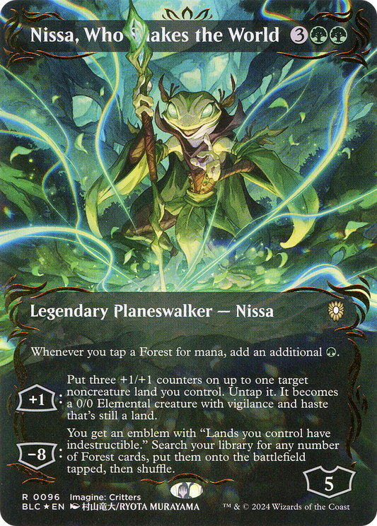 Nissa, Who Shakes the World (0096) (Borderless) (Showcase) - Raised Foil