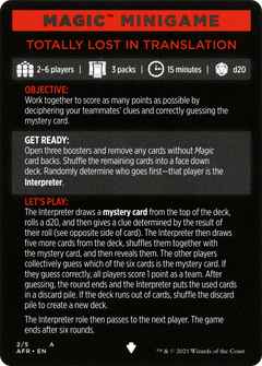 Magic Minigame: Totally Lost in Translation (MAFR)