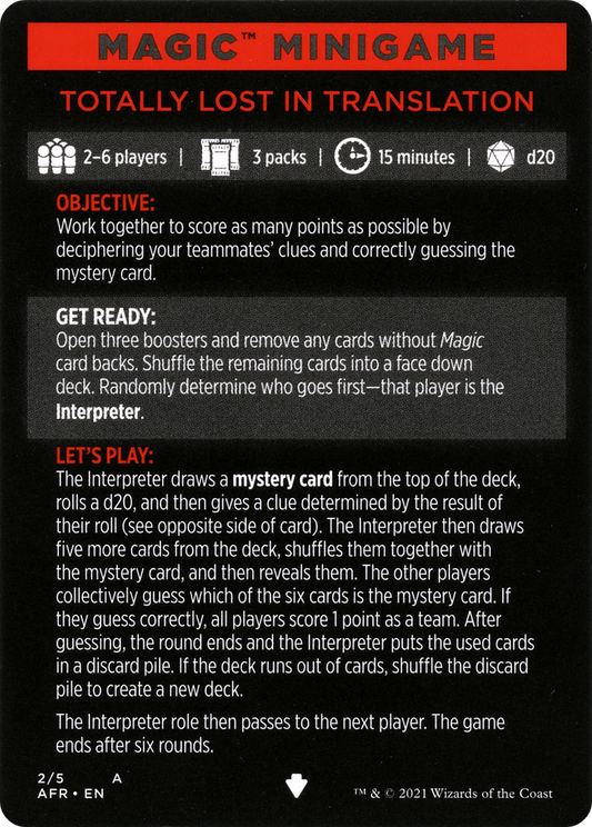 Magic Minigame: Totally Lost in Translation (MAFR)