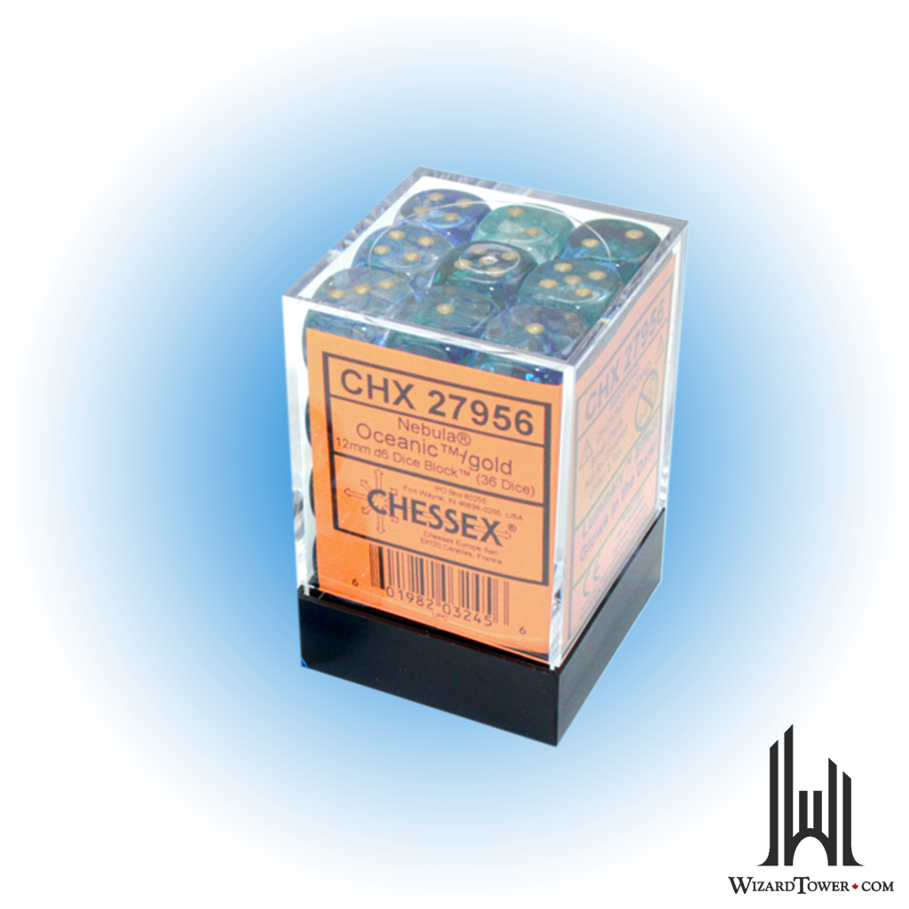 Dice Set - Nebula Oceanic / Gold Luminary 12mm d6 36ct