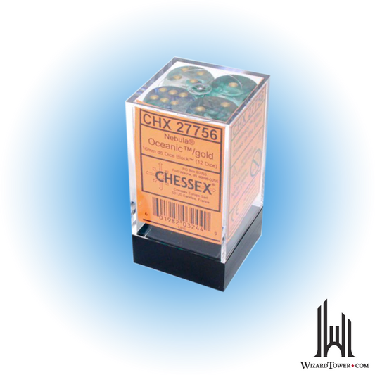 Dice Set - Nebula Oceanic / Gold Luminary 16mm d6 12ct
