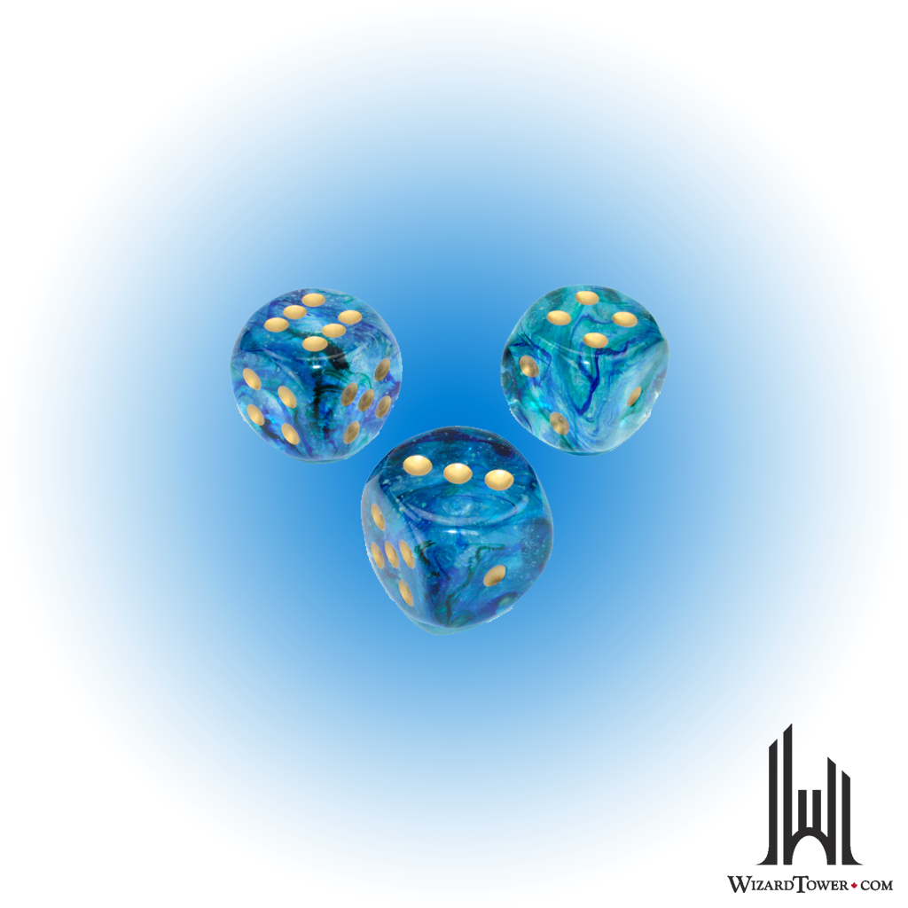 Individual Dice - Nebula Oceanic / Gold Luminary 30mm d6