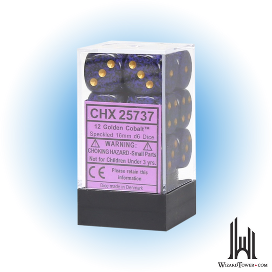 Dice Set - Speckled Golden Cobalt 16mm d6 12ct