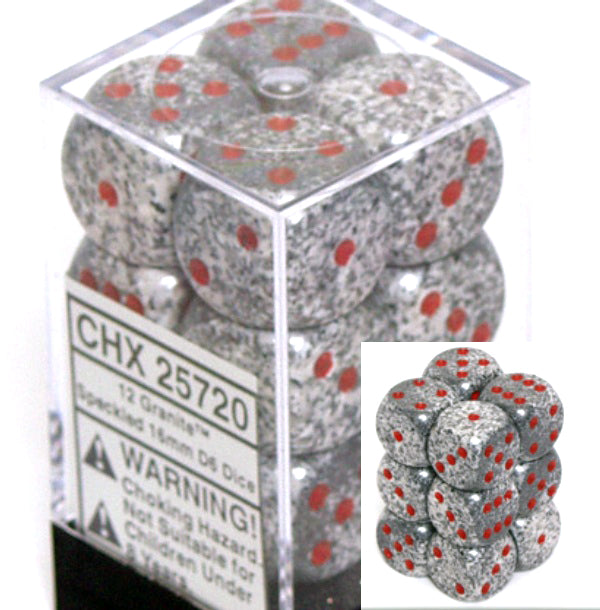 Dice Set - Speckled Granite 16mm d6 12ct