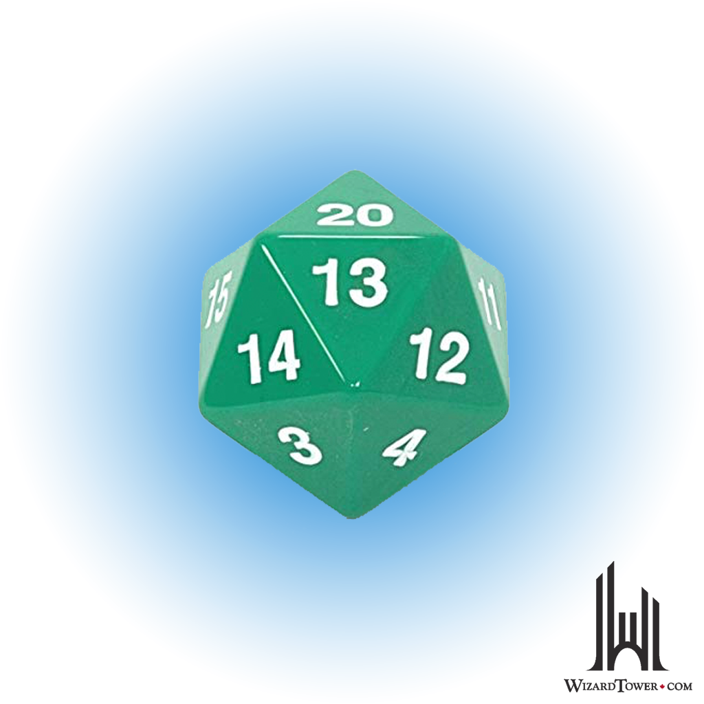 Individual Dice - Spindown Green / White 55mm d20