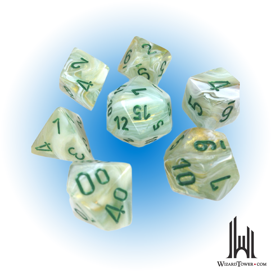 Dice Set - Marble Green / Dark Green 7ct