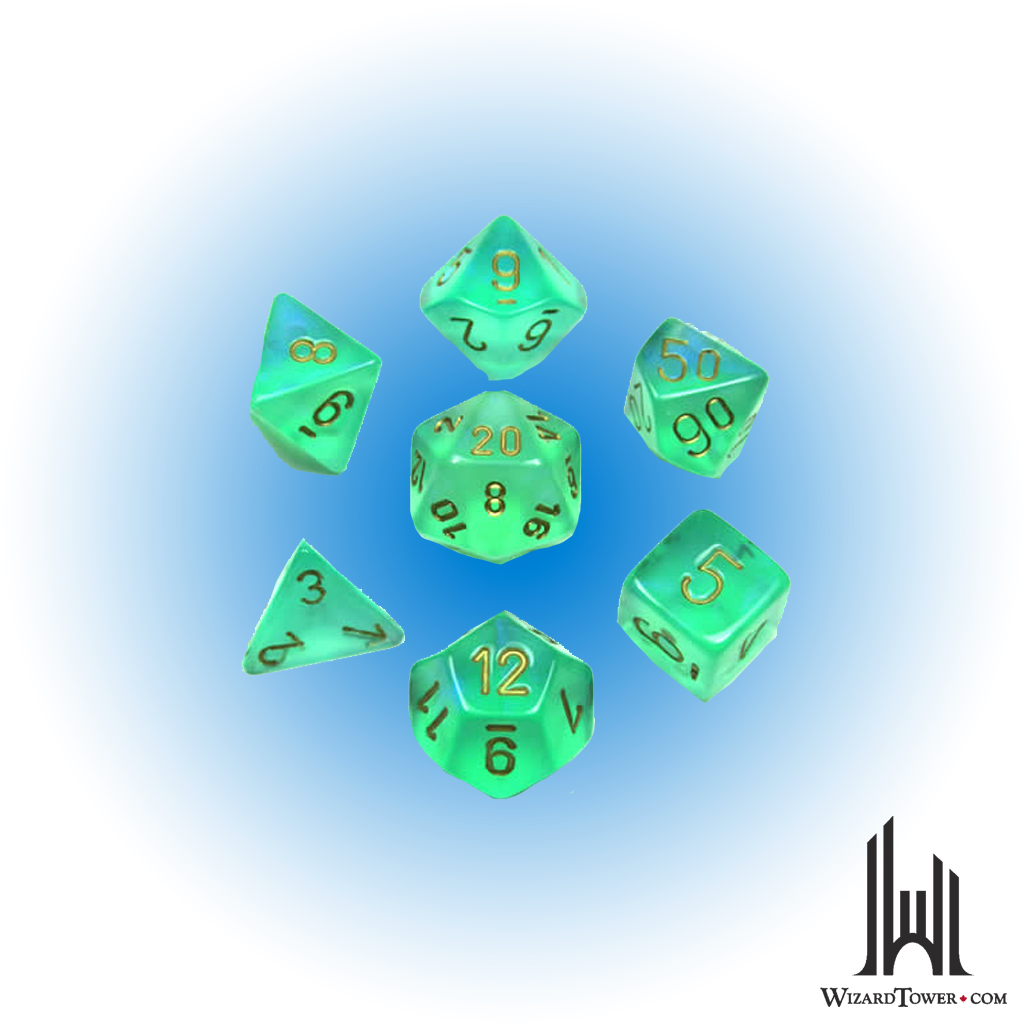 Dice Set - Borealis Light Green / Gold Luminary 7ct