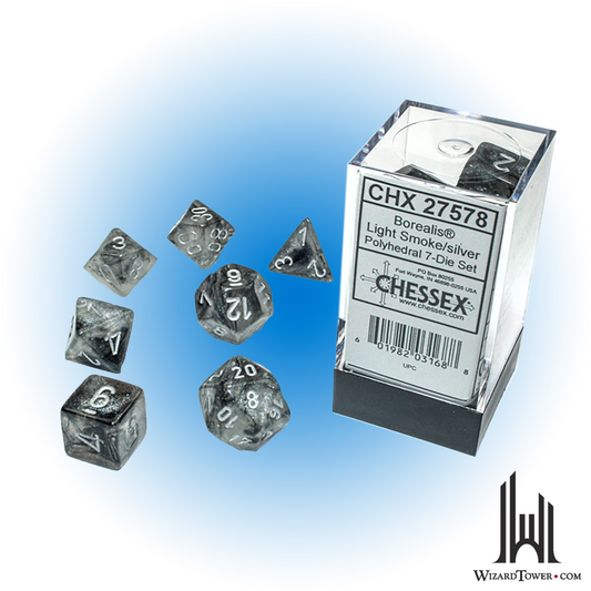 Dice Set - Borealis Light Smoke / Silver Luminary 7ct