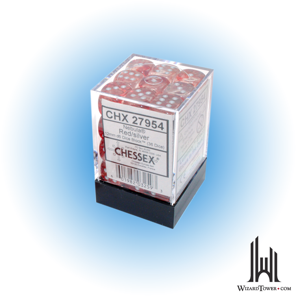 Dice Set - Nebula Red / Silver Luminary 12mm d6 36ct