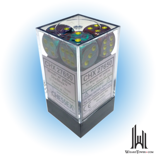 Dice Set - Festive Mosaic / Yellow 12mm d6 36ct