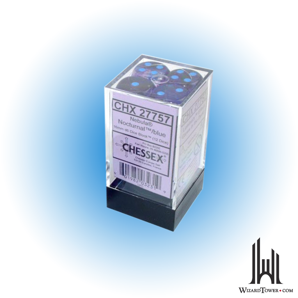 Dice Set - Nebula Nocturnal / Blue Luminary 16mm d6 12ct