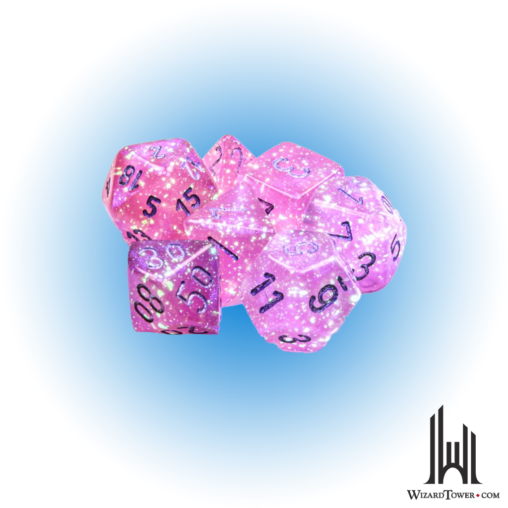 Dice Set - Borealis Pink / Silver Luminary 7ct