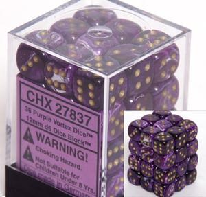 Dice Set - Vortex Purple / Gold 12mm d6 36ct