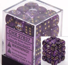 Dice Set - Vortex Purple / Gold 12mm d6 36ct