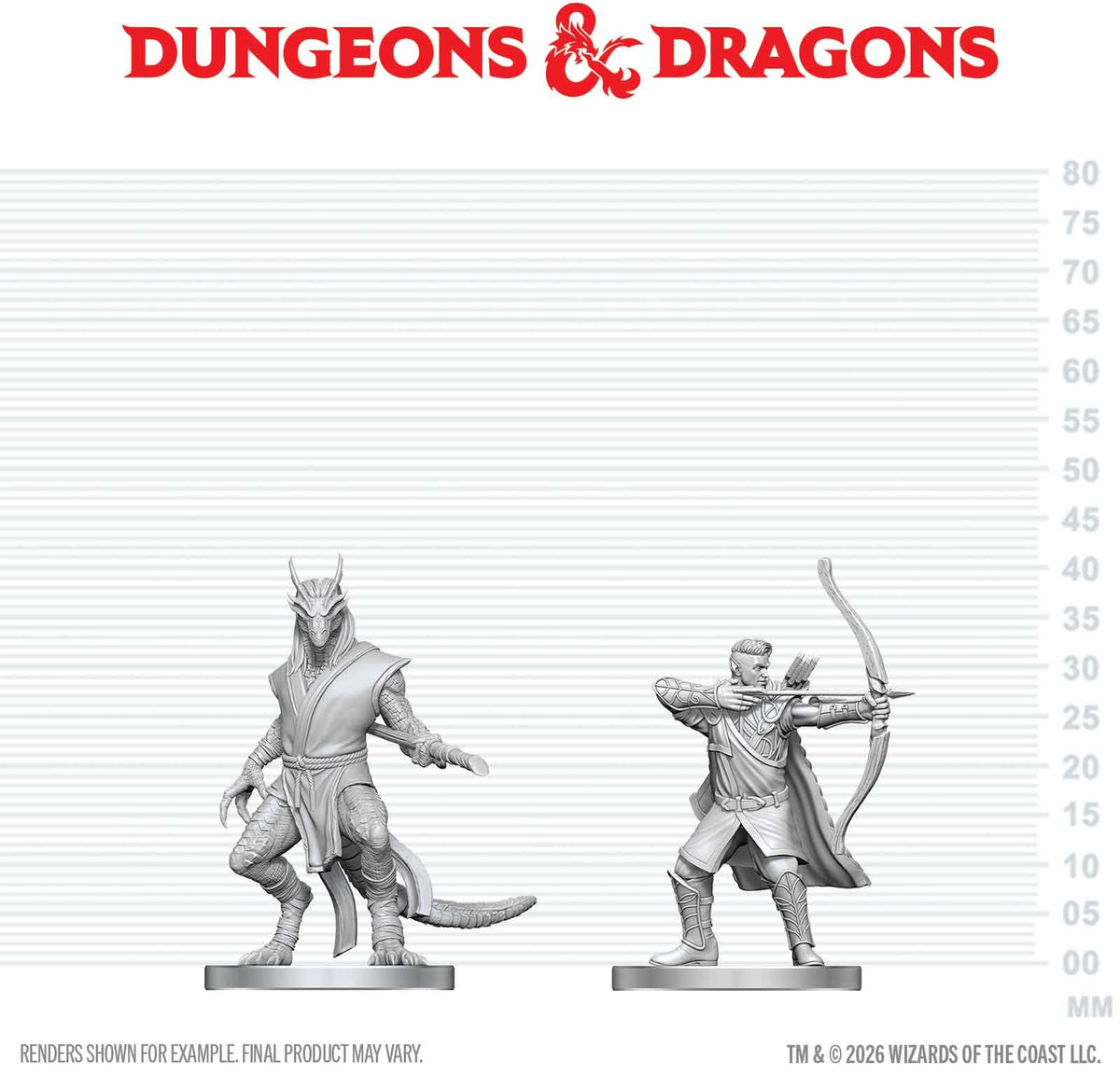 Unpainted Miniature - Dungeons & Dragons - Elf Ranger & Dragonborn Monk
