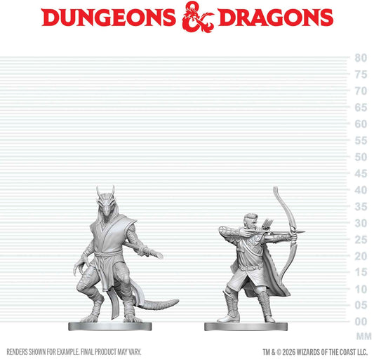 Unpainted Miniature - Dungeons & Dragons - Elf Ranger & Dragonborn Monk