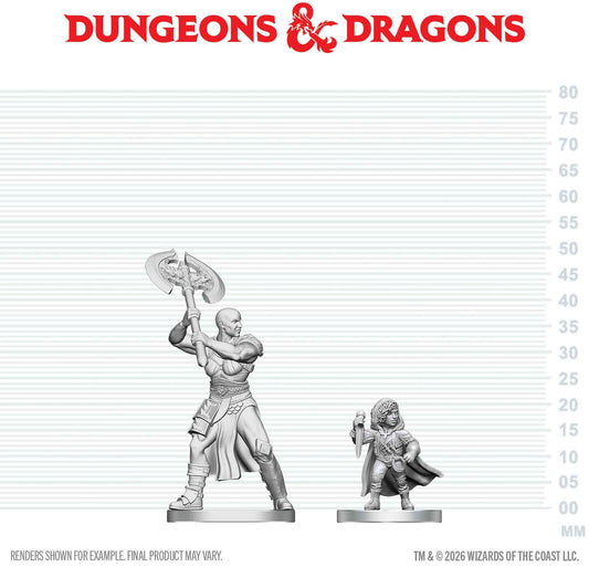 Unpainted Miniature - Dungeons & Dragons - Goliath Barbarian & Halfling Rogue