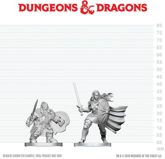 Unpainted Miniature - Dungeons & Dragons - Dwarf Fighter & Orc Paladin
