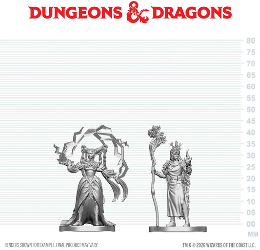 Unpainted Miniature - Dungeons & Dragons - Human Druid & Elf Sorcerer