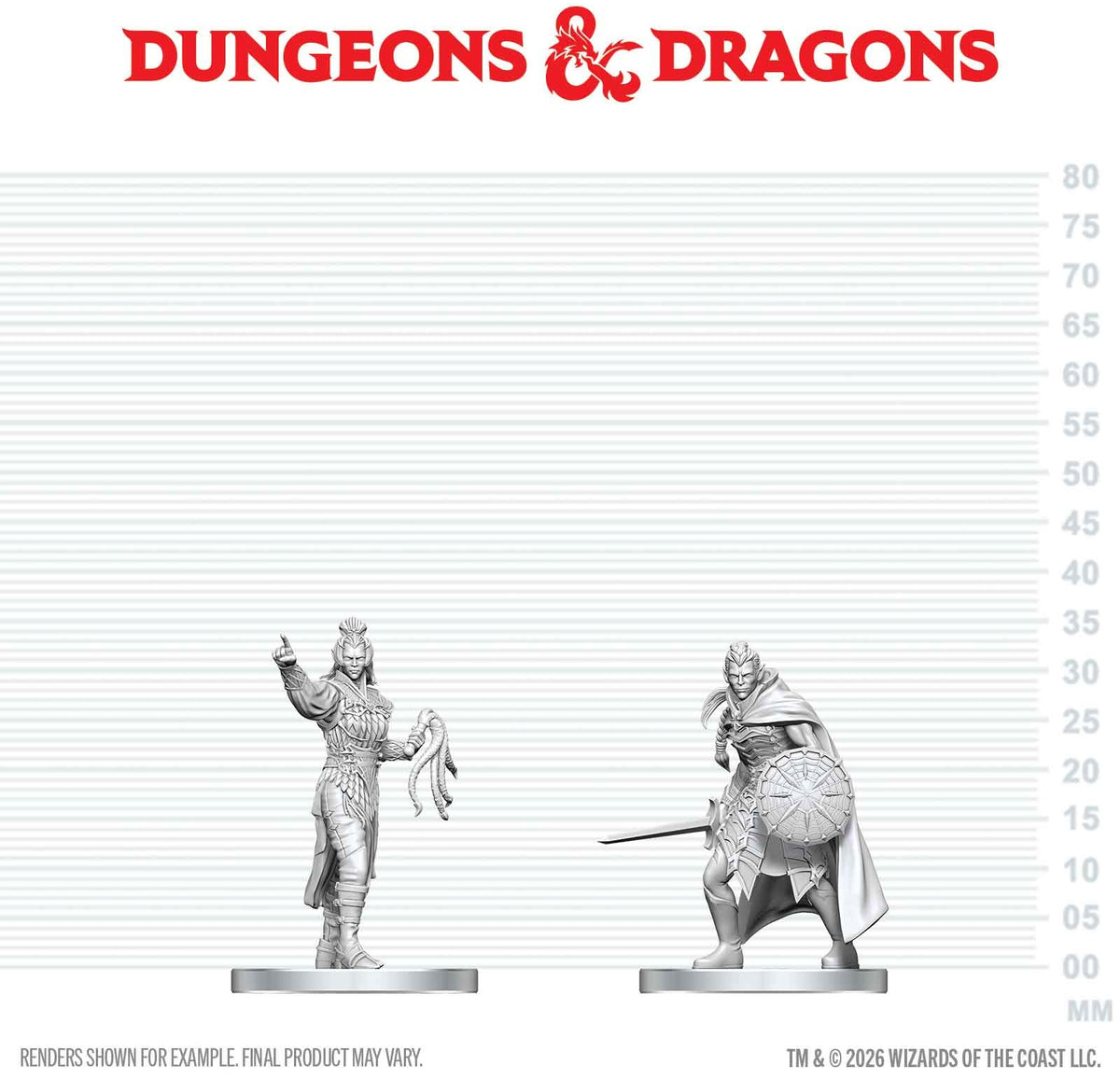 Unpainted Miniature - Dungeons & Dragons - Drow Elite Warrior & Drow Priestess of Lolth