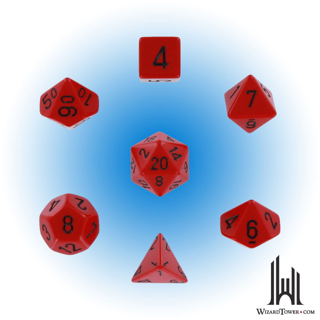 Dice Set - Opaque Red / Black 7ct