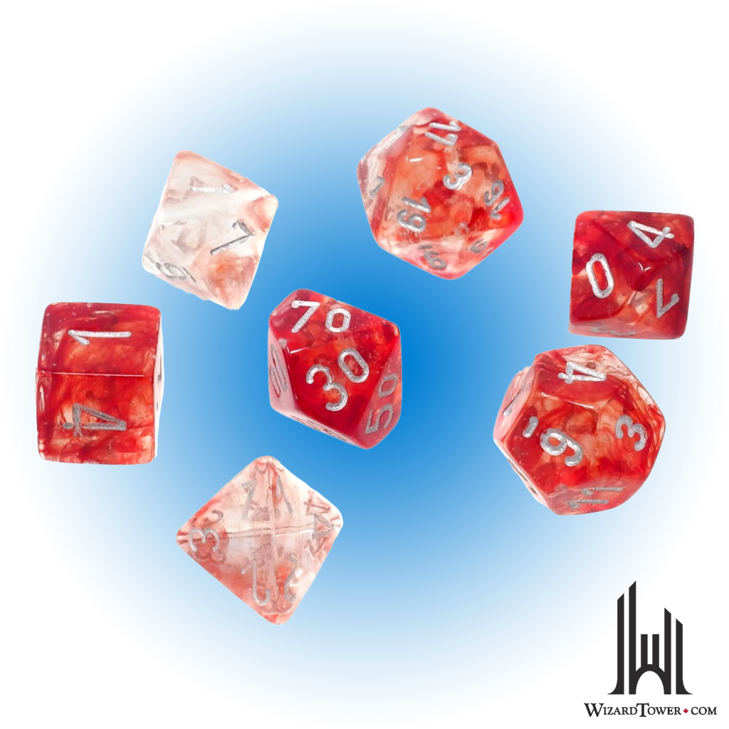 Dice Set - Nebula Red / Silver Luminary 7ct