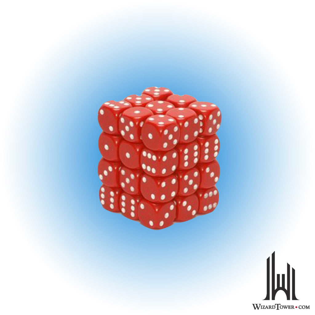Dice Set - Opaque Red / White 12mm d6 36ct