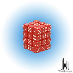 Dice Set - Opaque Red / White 12mm d6 36ct