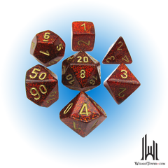 Dice Set - Glitter Ruby / Gold 7ct