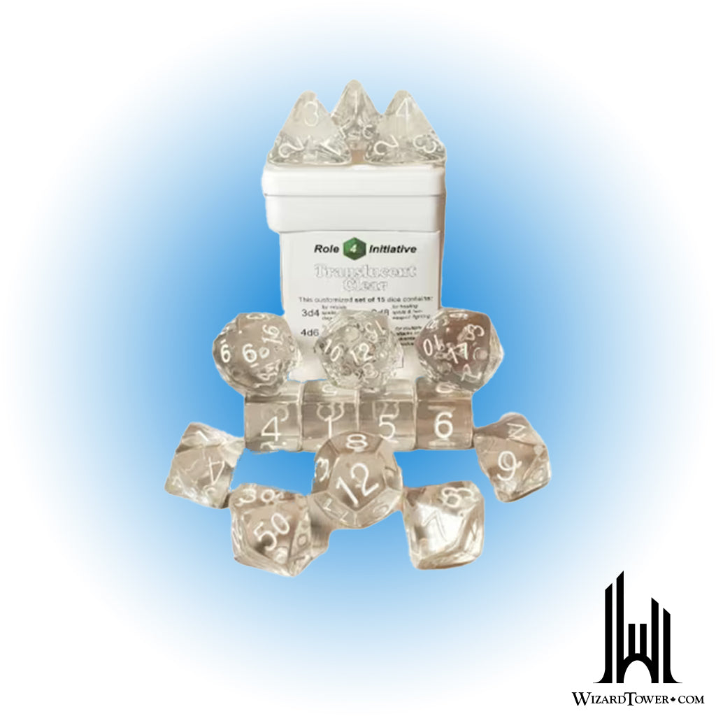 Dice Set - Translucent Clear 15ct