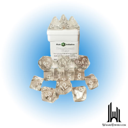 Dice Set - Translucent Clear 15ct