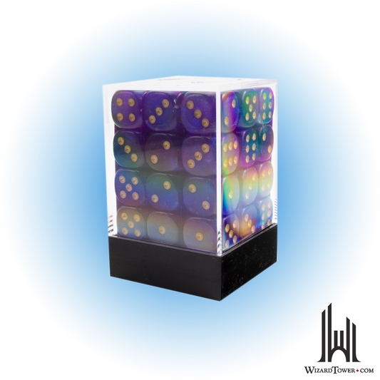 Dice Set - Borealis Purple / Gold Luminary 12mm d6 36ct
