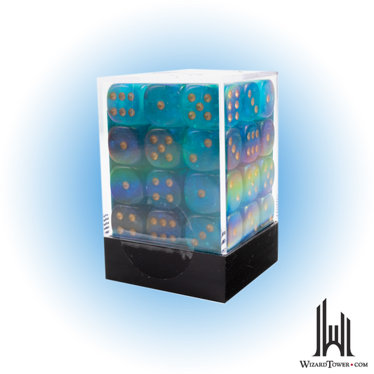 Dice Set - Borealis Teal / Gold Luminary 12mm d6 36ct