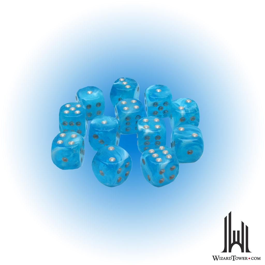 Dice Set - Borealis Sky Blue / White Luminary 16mm d6 12ct