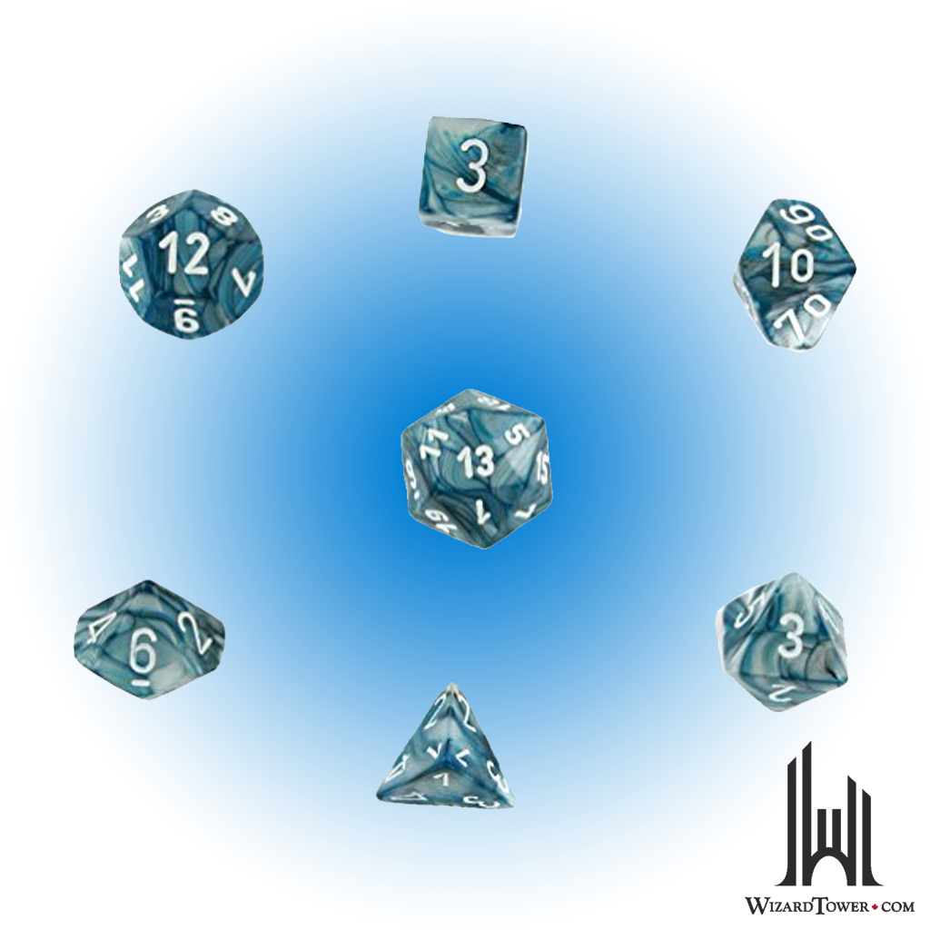 Dice Set - Lustrous Slate / White 7ct