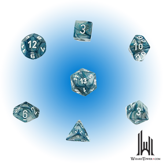 Dice Set - Lustrous Slate / White 7ct