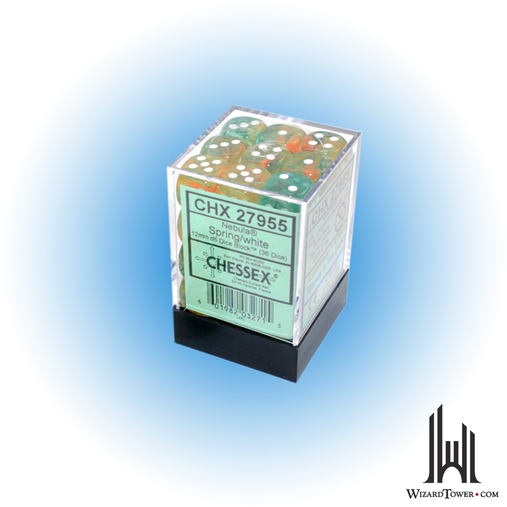 Dice Set - Nebula Spring / White Luminary 12mm d6 36ct