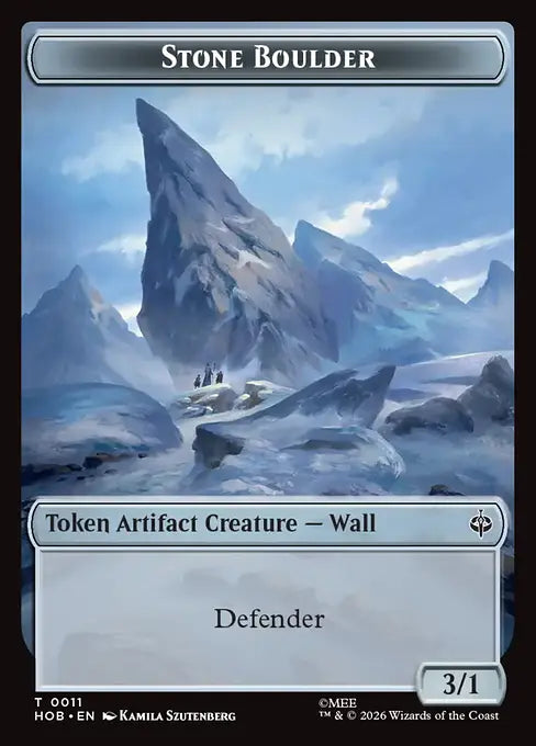 Dragon (0005) // Stone Boulder (0011) Double-Sided Token - Foil